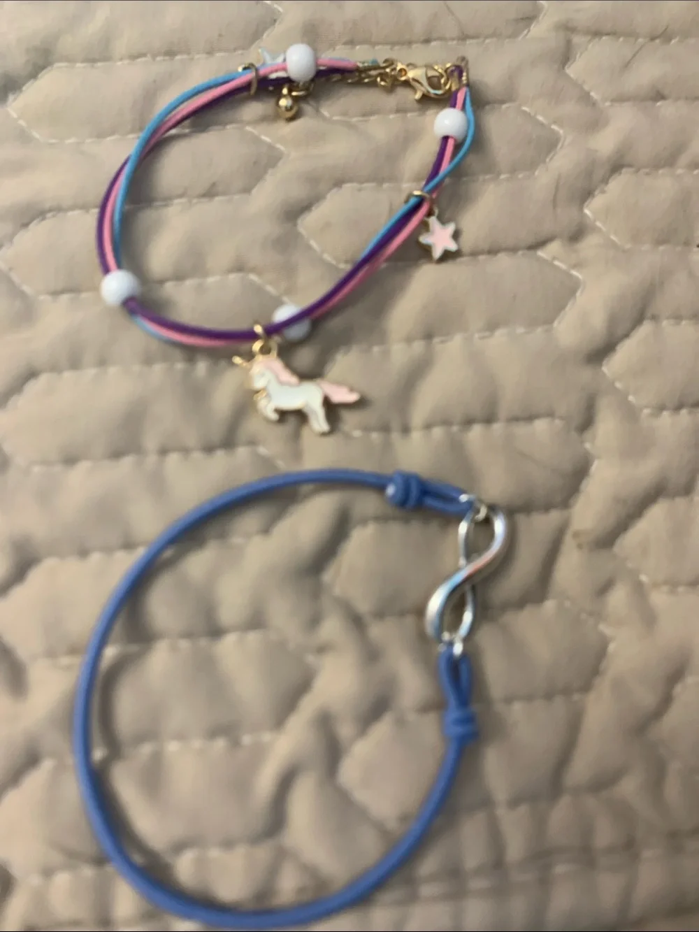 Bundle 2 Girls Unicorn & Infinity Bracelet Set in Pink, Purple & Blue